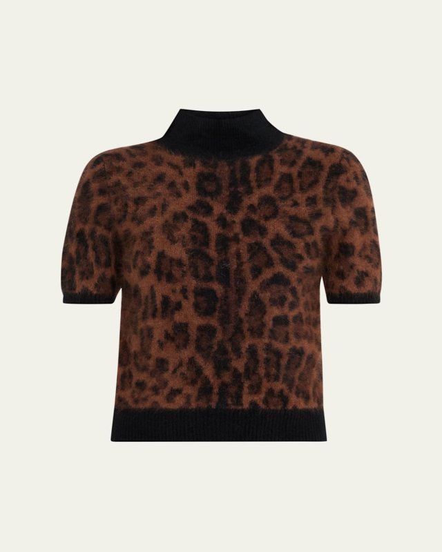 Ari Leopard Print Brushed Cashmere Sweat
